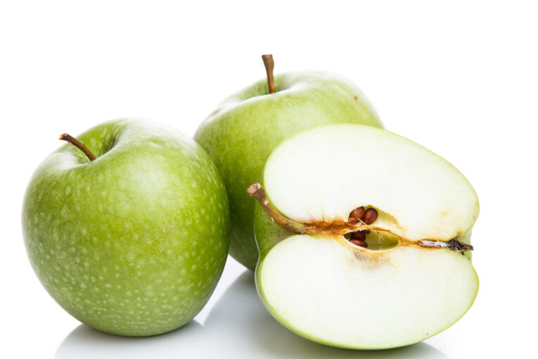 Food. Delicious apples on a white background