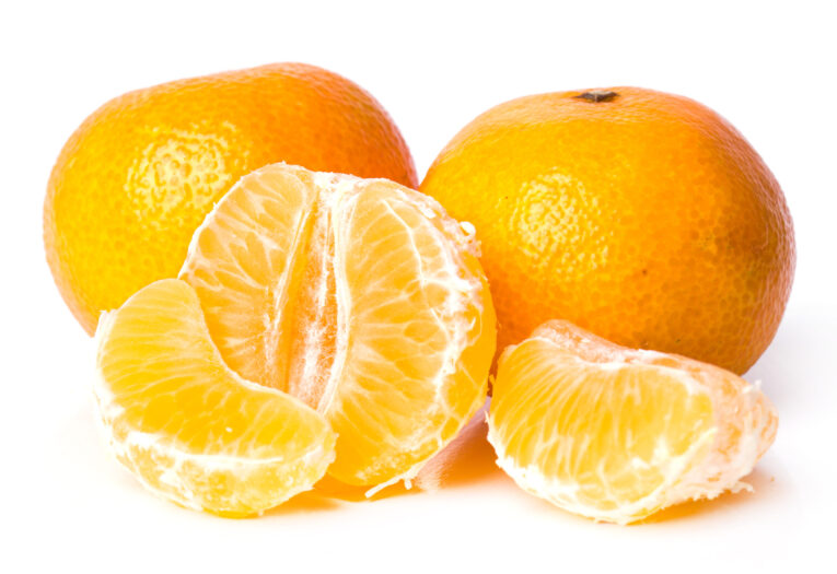 Delicious mandarin on a white background
